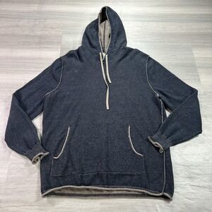 The Normal Brand Hoodie Mens Large Blue Knit Pullover Sweatshirt Pockets
